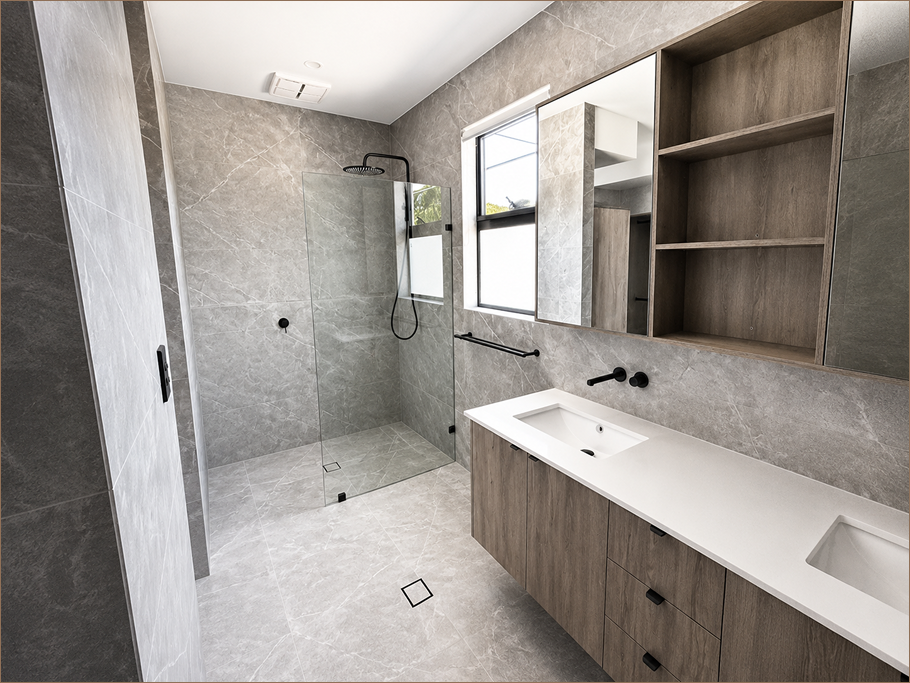 Renovated bathroom with custom joinery